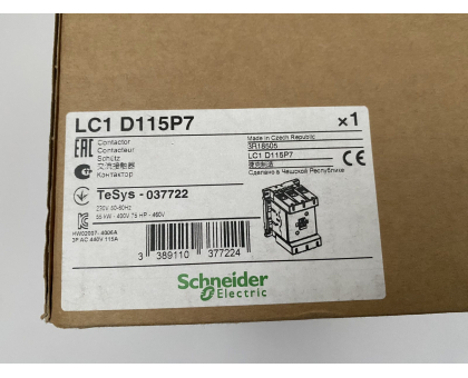 LC1D115P7 контактор 115 ампер 55 кВт 230В 50/60Гц 1NO+1NC Schneider Electric
