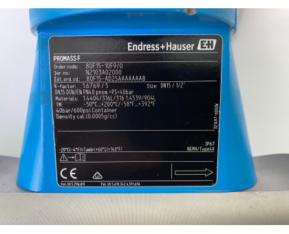 Promass 80F15 витратомір коріолісовий (масовий) Endress+Hauser (80F15-AD2SAAAAAAA8)